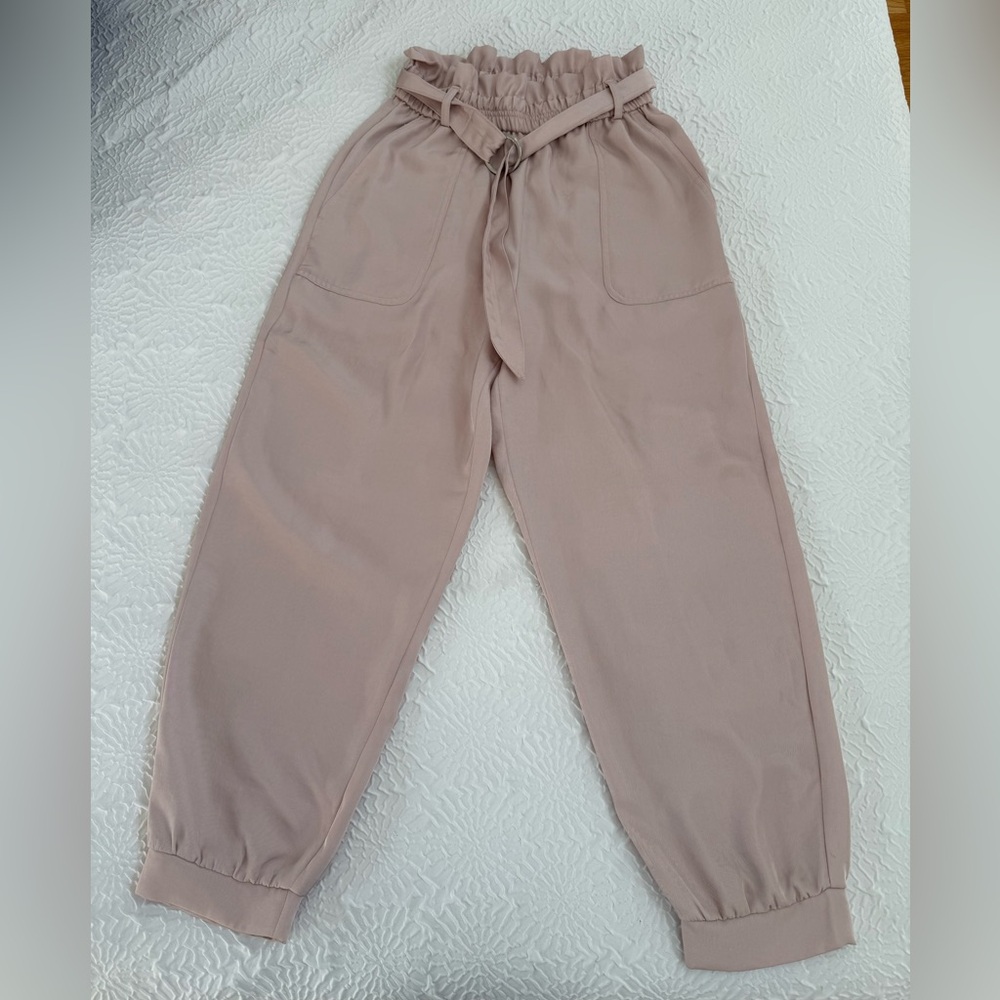 Express Super High Rise Silky Jogger Pants-blush pink